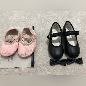 Capezio 7.5C toddler tap shoes and 7 ballet shoe